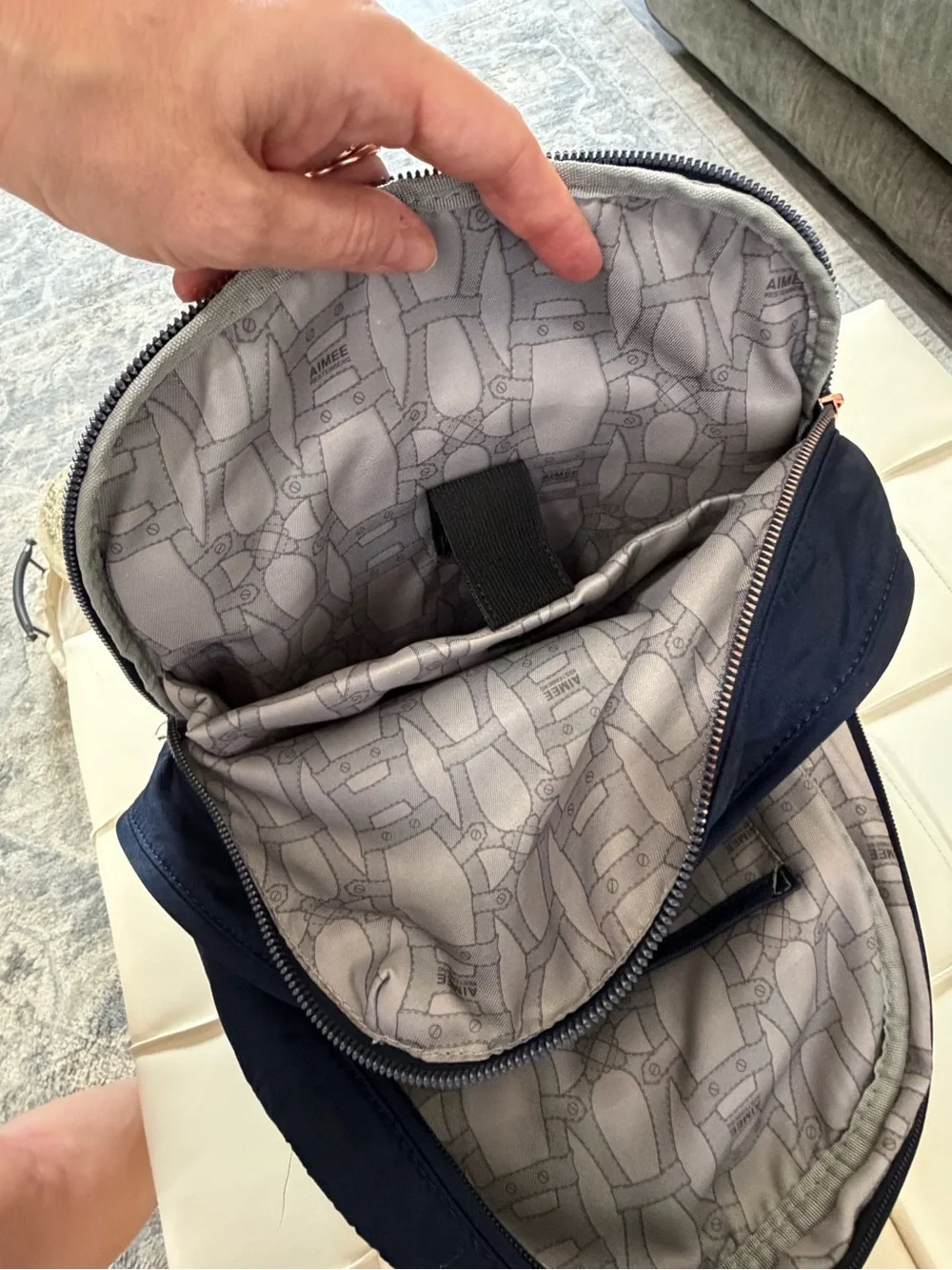 Aimee Kestenberg Navy Backpack with Rose Gold Accents